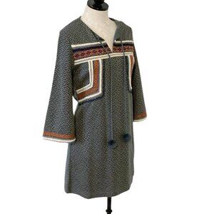 ESLEY Embroidered Knit Sweater Dress Medium Floral Boho Cottagecore